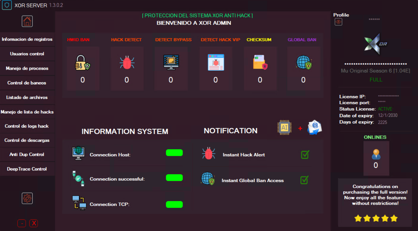 XOR Anti-Hack interface screenshot 1