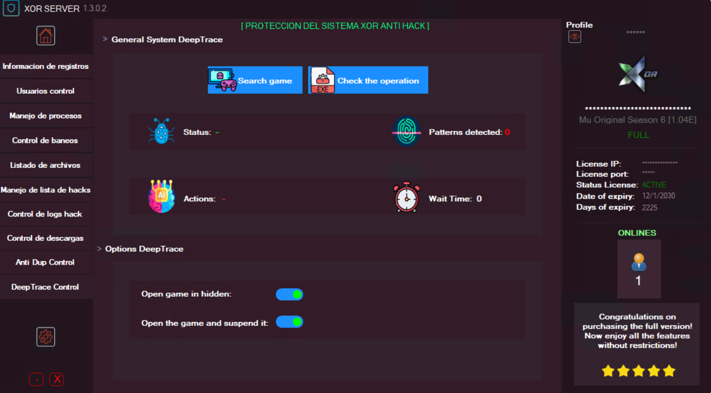 XOR Anti-Hack interface screenshot 5